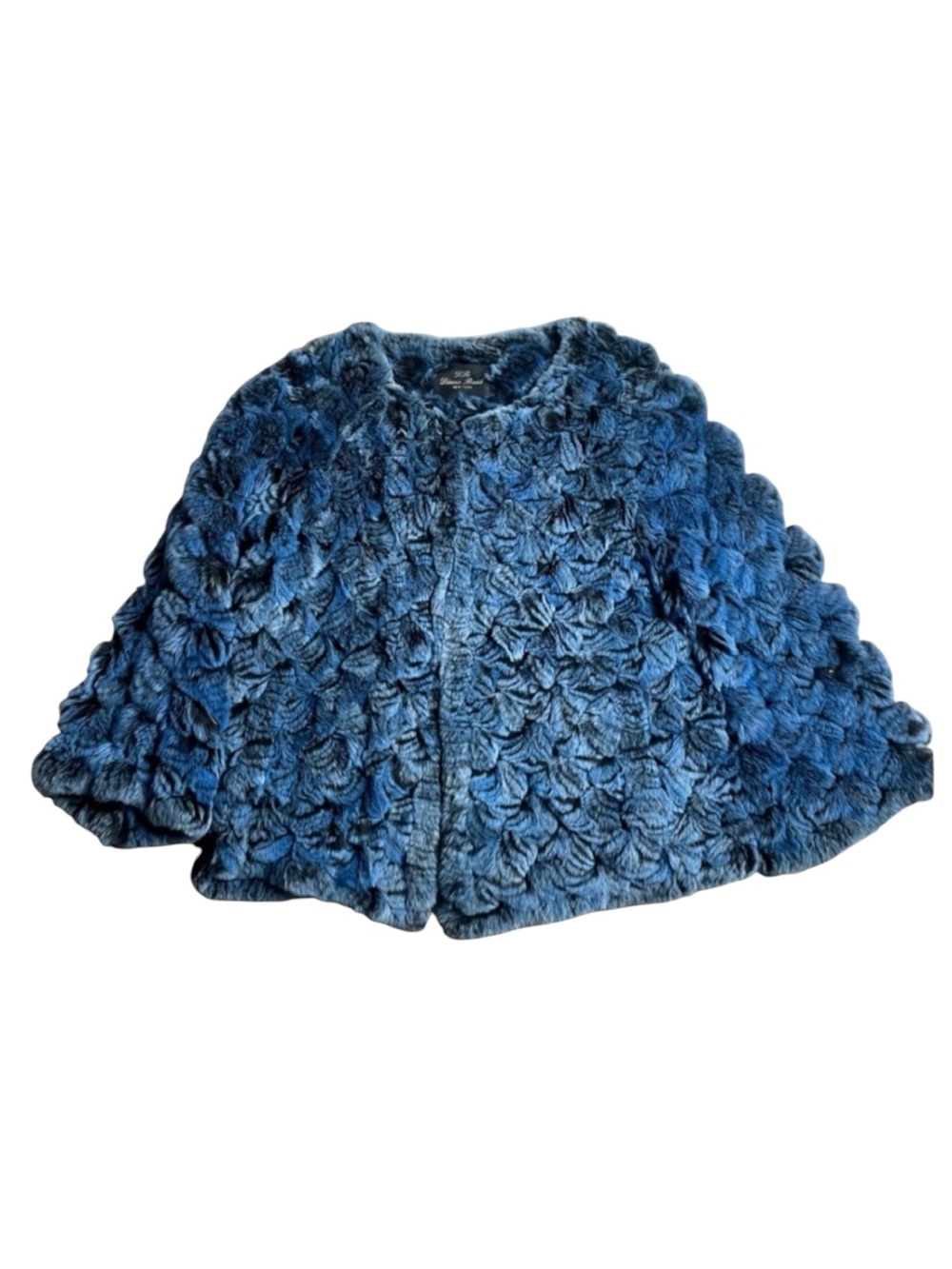Rabbit Fur Jacket Diana Rosh New York Blue & Black Genuine – Size M